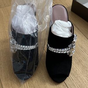 Gucci Black Mules with Crystal Embellishments
